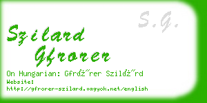 szilard gfrorer business card